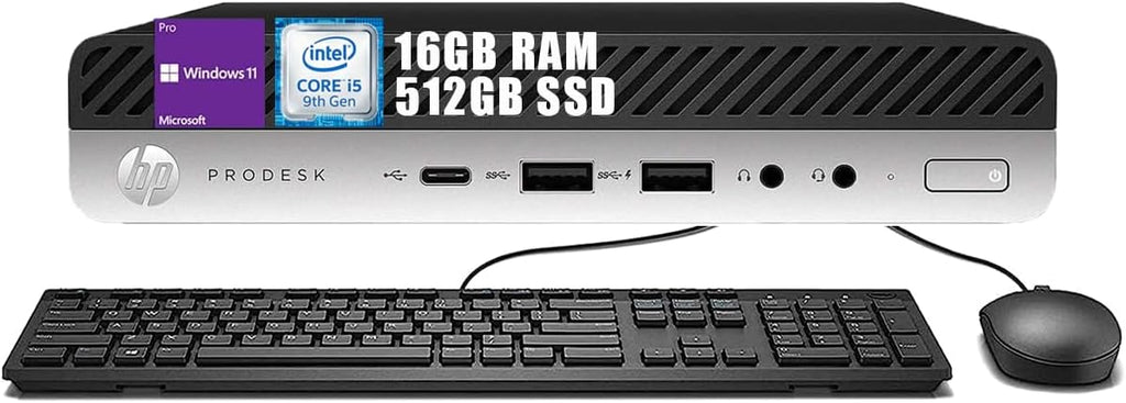 HP ProDesk 600 G5 Tiny Desktop Computer PC, Core i5-9500 3.0GHz, 16GB RAM, 512GB SSD, Windows 11 Pro (Renewed)