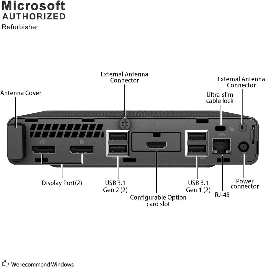 HP ProDesk 600 G5 Tiny Desktop Computer PC, Core i5-9500 3.0GHz, 16GB RAM, 512GB SSD, Windows 11 Pro (Renewed)