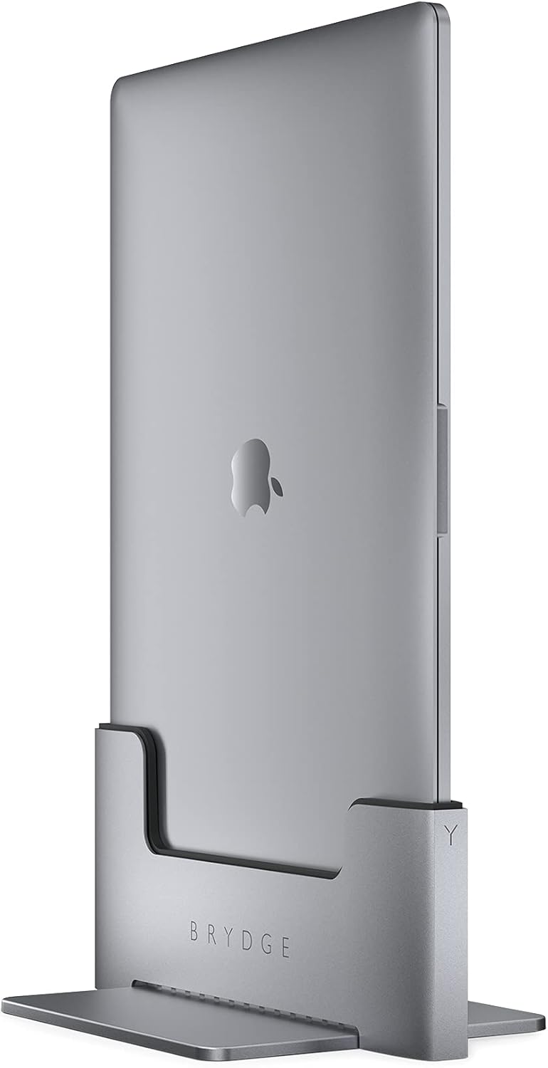 Brydge Space-Saving Laptop Stand | Vertical Docking Station Compatible with 13-inch MacBook Pro with Touch Bar (2016-2021), 2 x Thunderbolt™ 3 Ports