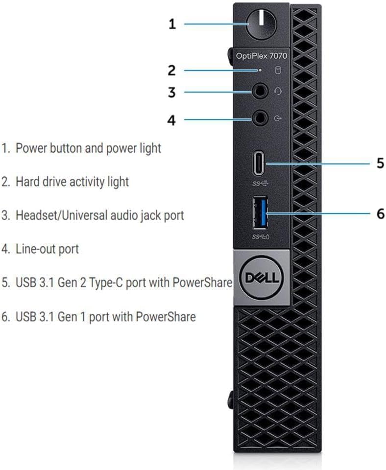 Dell OptiPlex 7070 Business Micro Desktop Computer, Intel Core i5-8500T, 16GB DDR4 RAM, 1TB SSD, USB Keyboard and Mouse, Windows 11 Pro(Renewed)